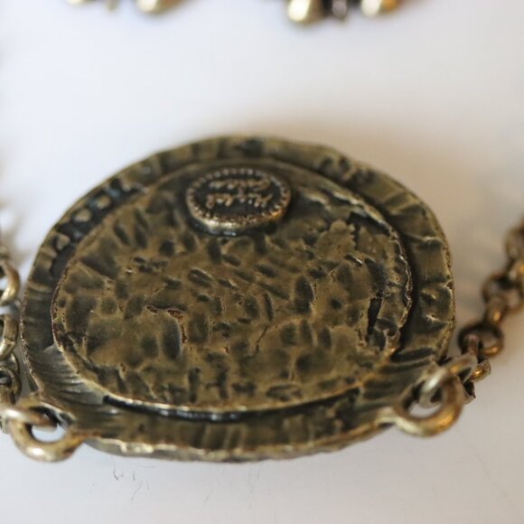 Vintage Signed Michael Golan Medallion Pendant Necklace Matching ClipOn Earrings - Picture 5 of 5